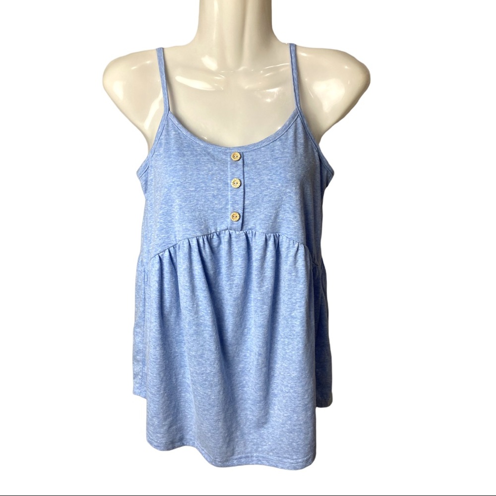 Pink Lily | Blue Sleeveless Peplum Top | Size XS